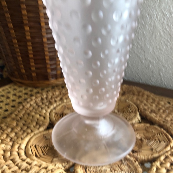Vintage Pink Hobnail Glass Footed Vase - Picture 7 of 11